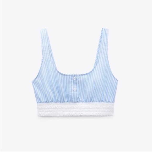 NWOT Zara Striped Poplin Crop Top - Picture 1 of 7